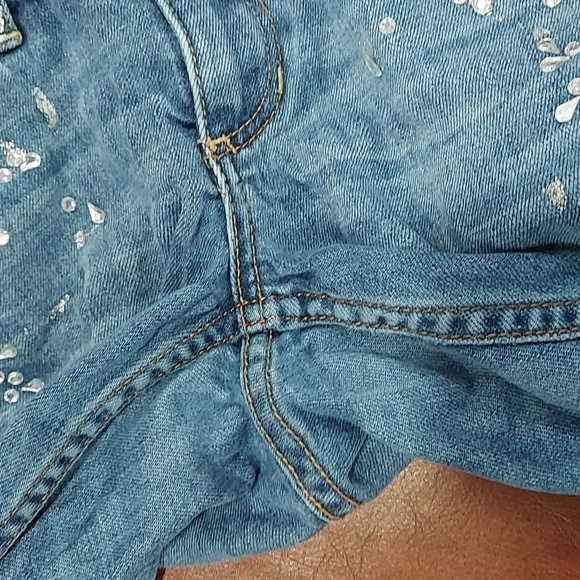 Y2K Hollister size 3 or 26 rhinestone silver embellished skinny jeans - Picture 6 of 10